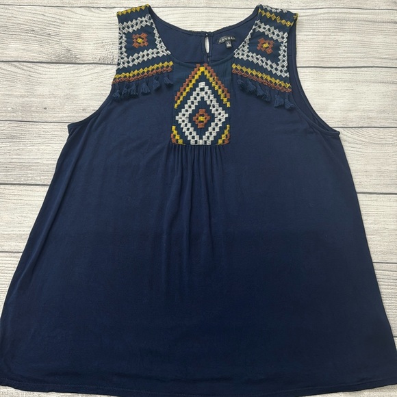 Hannah Tops - Hannah Navy Blue Sleeveless Knit Top